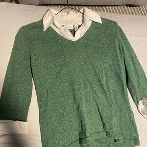 Kim Rogers Green Sweater with White Collar